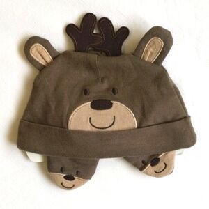 NEW carter's moose hat & matching slipper socks 6 months baby
